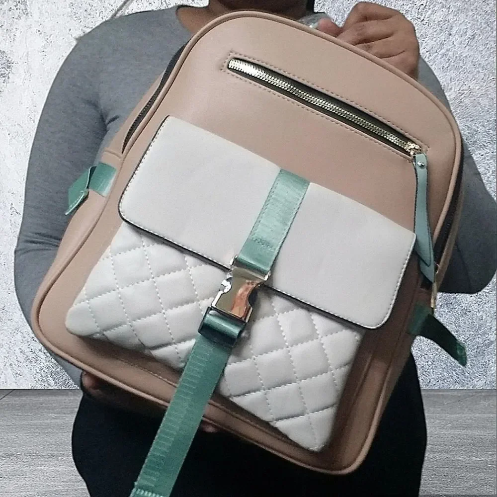 Blush pink  cream and mint green Backpack purse